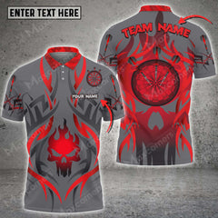 Maxcorners Darts Skull Personalized Name 3D Polo Shirt