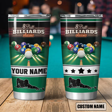 Maxcorners 8Ball Billiards Personalized Stainless Steel Tumbler