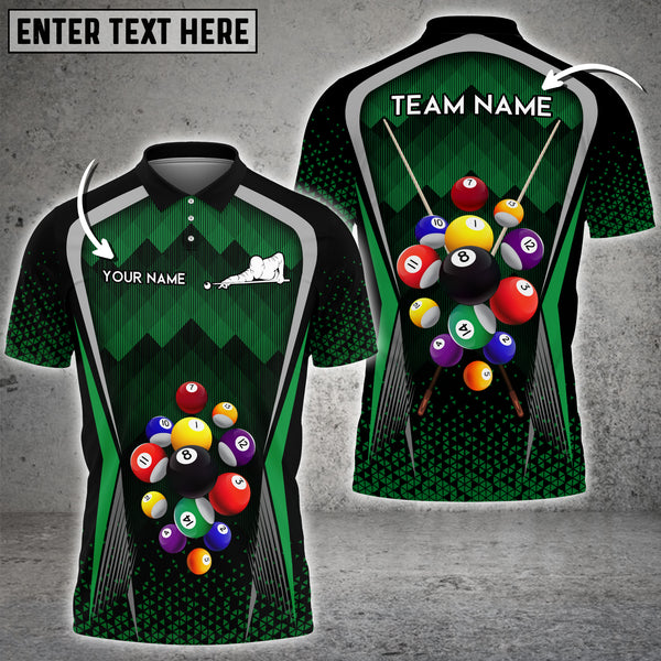 Maxcorners Personalized Team Name Billiards Ball Colourful Polo Shirt