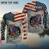 Maxcorners Bass Fishing Us Flag Customize Name Team Name 3D Shirts