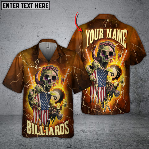 Maxcorners Skull Fire Billiard Balls Personalized Name Hawaiian Shirt