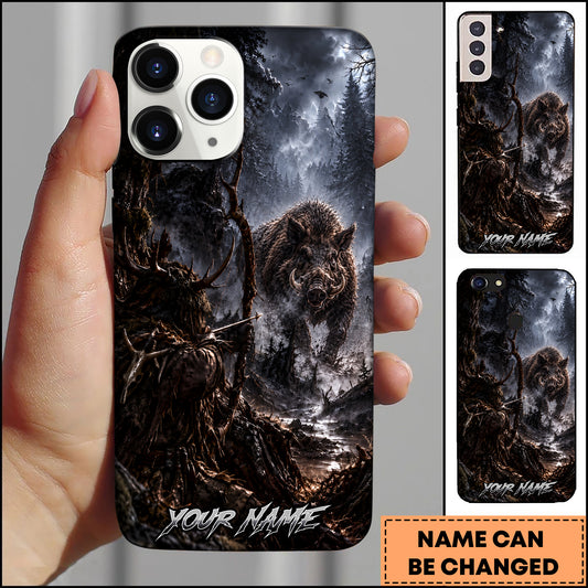 Maxcorners Bull Moose Hunting Bow Hunter Dark Forest Multi Options Personalized Name Phone Case