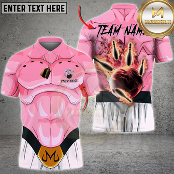 Maxcorners Bowling Anime Pink Power Muscle Costume Flaming Bowling Strike Personalized Name 3D Unisex Shirt
