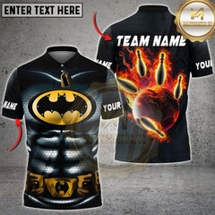 Maxcorners Bowling Dark Knight Armor Flaming Strike Personalized Name 3D Unisex Shirt