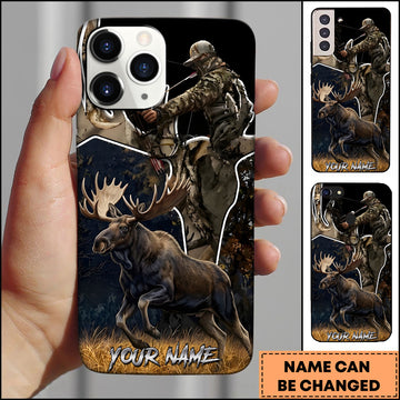 Maxcorners Moose Bow Hunting Camo Archer Wildlife Outdoor Multiple Options Personalized Name Phone Case