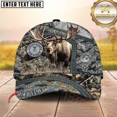 Maxcorners Hunting Moose Soldier Camo Cap Camouflage Design Personalized Name 3D Cap (4 style)