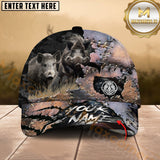 Maxcorners Hunting Leather Patch Ripped Style 3D Personalized Name 3D Cap (Deer/Moose/Boar/Bear)