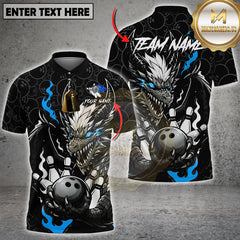 Maxcorners Black Dragon Bowling Ball Strike Power Multioptions Personalized Name, Team Name Unisex 3D Shirt