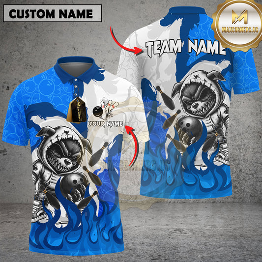Maxcorners Bowling Shirt Angry Dog Flame 3D Design Pattern Jersey Multicolor Options Personalized Name, Team Name 3D Shirt (4 Colors)
