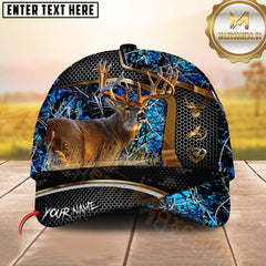Maxcorners Deer Hunting Golden Honeycomb Pattern 3D Personalized Name 3D Cap (5 colors)