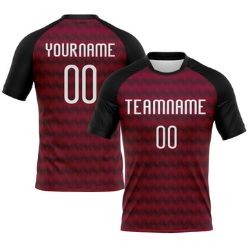 Maxcorners Custom Maroon White-Black Geometric Shape Sublimation Volleyball Uniform Jersey LM2605