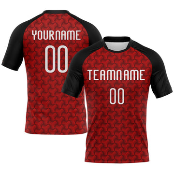 Maxcorners Custom Red White-Black Geometric Shape Pro Sublimation Volleyball Uniform Jersey LM2605