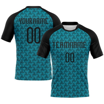 Maxcorners Custom Teal Black Geometric Shape Sublimation Volleyball Uniform Jersey LM2605