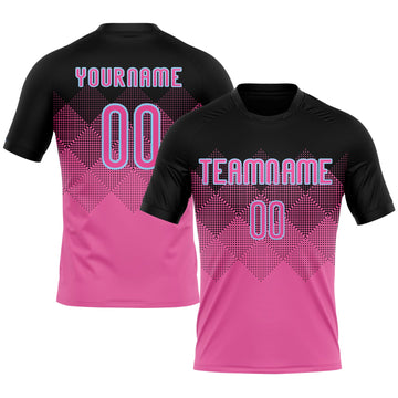 Maxcorners Custom Pink Black-Light Blue Geometric Shape Sublimation Volleyball Uniform Jersey LM2605