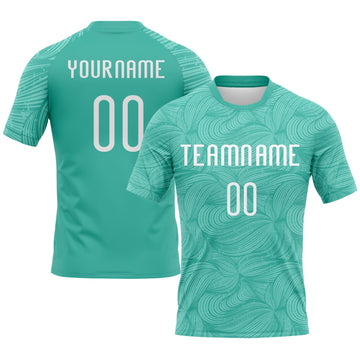 Maxcorners Custom Aqua White Lines Sublimation Volleyball Uniform Jersey LM2605