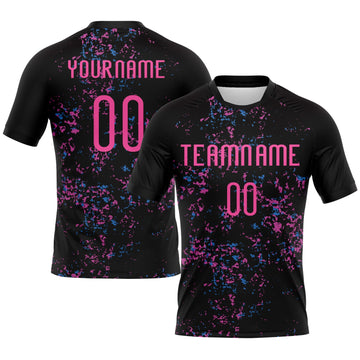 Maxcorners Custom Black Pink-Light Blue Abstract Fragment Art Sublimation Volleyball Uniform Jersey LM2605