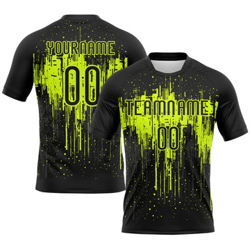Maxcorners Custom Black Neon Green Dripping Splatter Art Sublimation Volleyball Uniform Jersey LM2605