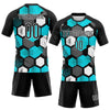 Maxcorners Custom Black Aqua-White Geometric Shape Sublimation Volleyball Uniform Jersey LM2605