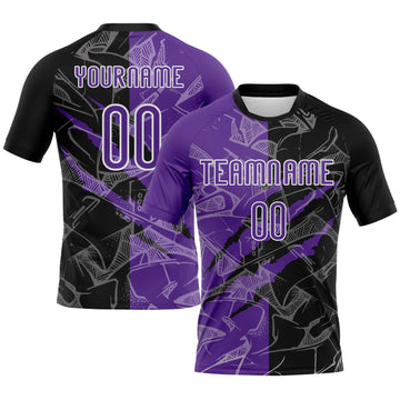 Maxcorners Custom Graffiti Pattern Purple-Black Scratch Sublimation Volleyball Uniform Jersey LM2605