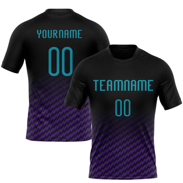Maxcorners Custom Black Teal-Purple Geometric Shape Sublimation Volleyball Uniform Jersey LM2605