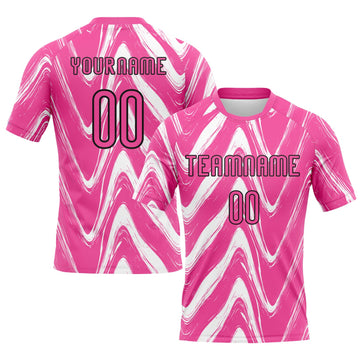 Maxcorners Custom Pink Black-White Fluid Sublimation Volleyball Uniform Jersey LM2605