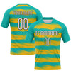 Maxcorners Custom Aqua Yellow-Black Abstract Lines Sublimation Volleyball Uniform Jersey LM2605