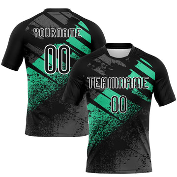 Maxcorners Custom Black Pea Green-White Splash Sublimation Volleyball Uniform Jersey LM2605