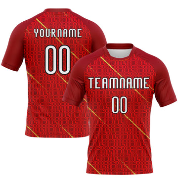 Maxcorners Custom Red White-Black Lines Sublimation Volleyball Uniform Jersey LM2605
