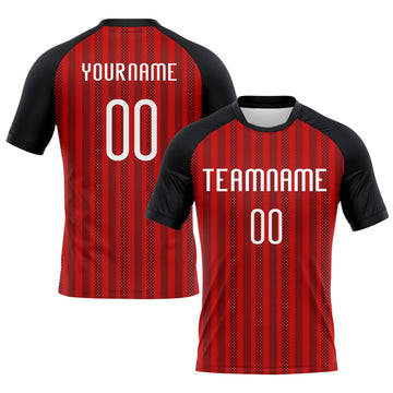 Maxcorners Custom Red White-Black Lines Elite Sublimation Volleyball Uniform Jersey LM2605