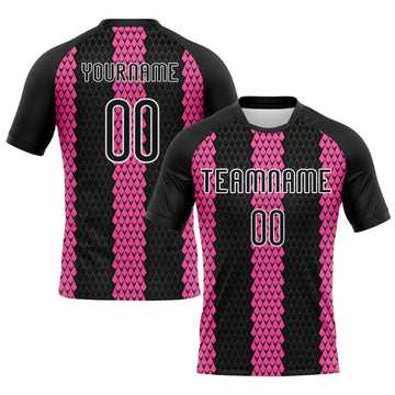 Maxcorners Custom Black Pink-White Geometric Shape Sublimation Volleyball Uniform Jersey LM2605