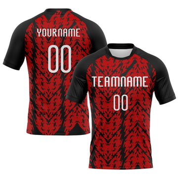Maxcorners Custom Red White-Black Abstract Shape Sublimation Volleyball Uniform Jersey LM2605