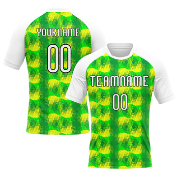 Maxcorners Custom Neon Green White-Black Abstract Shape Sublimation Volleyball Uniform Jersey LM2605