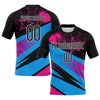 Maxcorners Custom Black Sky Blue-Pink Geometric Shape And Splash Sublimation Volleyball Uniform Jersey LM2605