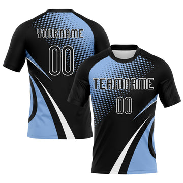 Maxcorners Custom Black Light Blue-White Lines And Dots Sublimation Volleyball Uniform Jersey LM2605
