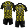 Maxcorners Custom Light Yellow Black-White Geometric Shape Elite Sublimation Volleyball Uniform Jersey LM2605