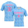 Maxcorners Custom Powder Blue Pink-White Lines Splatter Art Sublimation Volleyball Uniform Jersey LM2605