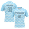 Maxcorners Custom Light Blue Black-White Lines And Waves Sublimation Volleyball Uniform Jersey LM2605