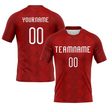 Maxcorners Custom Red White Geometric Shape Pro Sublimation Volleyball Uniform Jersey LM2605