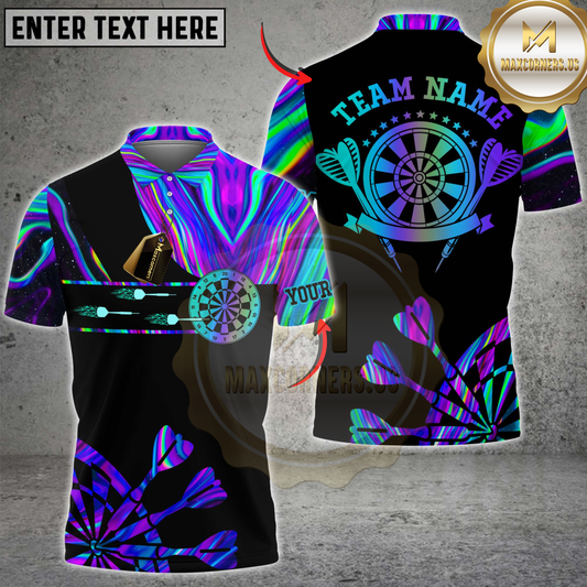 Maxcorners Holographic Purrple Dartboard Custom Darts Shirt, Darts Jersey Team Polo & 1/4 Zip For Women