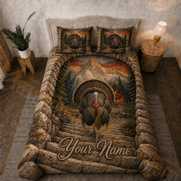 Maxcorners Rustic Brown Wild Turkey Mountain Forest Cabin Bedding Set 3D Print Custom Name