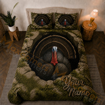 Maxcorners Olive Green Brown Wild Turkey Woodland Bedding Set 3D Print Custom Name