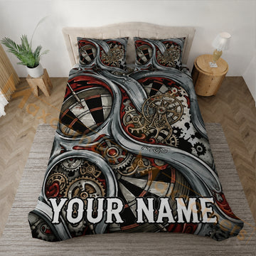 Maxcorners Steampunk Gears Dartboard Personalized Your Name Bedding Set 3D All Over Printed