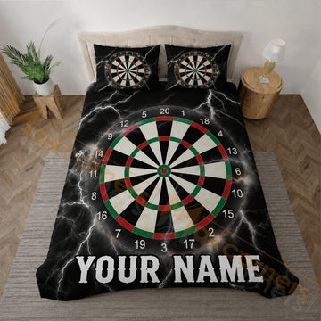 Maxcorners Black Lightning Dartboard Personalized Your Name Bedding Set 3D All Over Printed