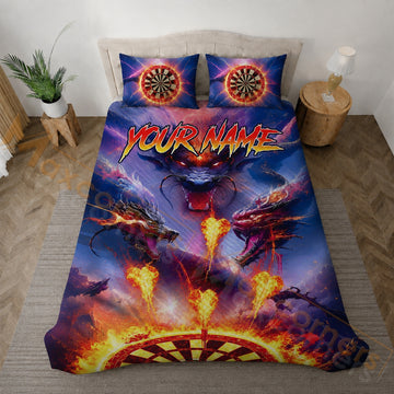 Maxcorners Darts Fire Dragon Dartboard Personalized Your Name Bedding Set 3D All Over Printed