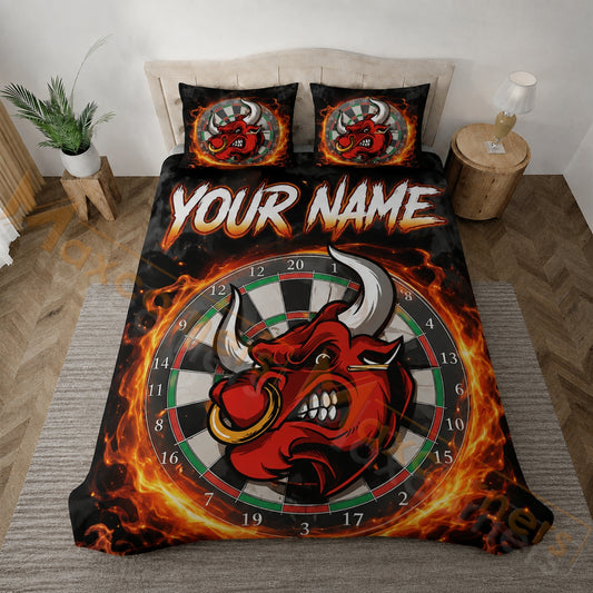 Maxcorners Darts Fire Bull Dartboard Personalized Your Name Bedding Set 3D All Over Printed