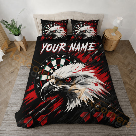 Maxcorners Darts Red Black White Eagle Bedding Set 3D All Over Printed