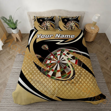 Maxcorners Darts Gold Black Abstract Dartboard Bedding Set 3D All Over Printed