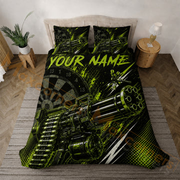 Maxcorners Darts Neon Green Black Gatling Gun Bedding Set 3D All Over Printed
