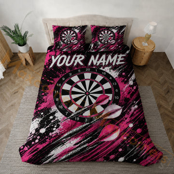 Maxcorners Darts Pink Black Splash Dartboard Bedding Set 3D All Over Printed