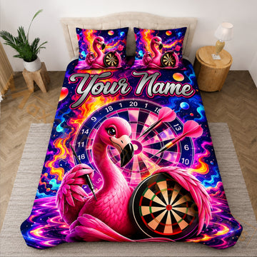 Maxcorners Darts Neon Pink Flamingo Bedding Set 3D All Over Printed
